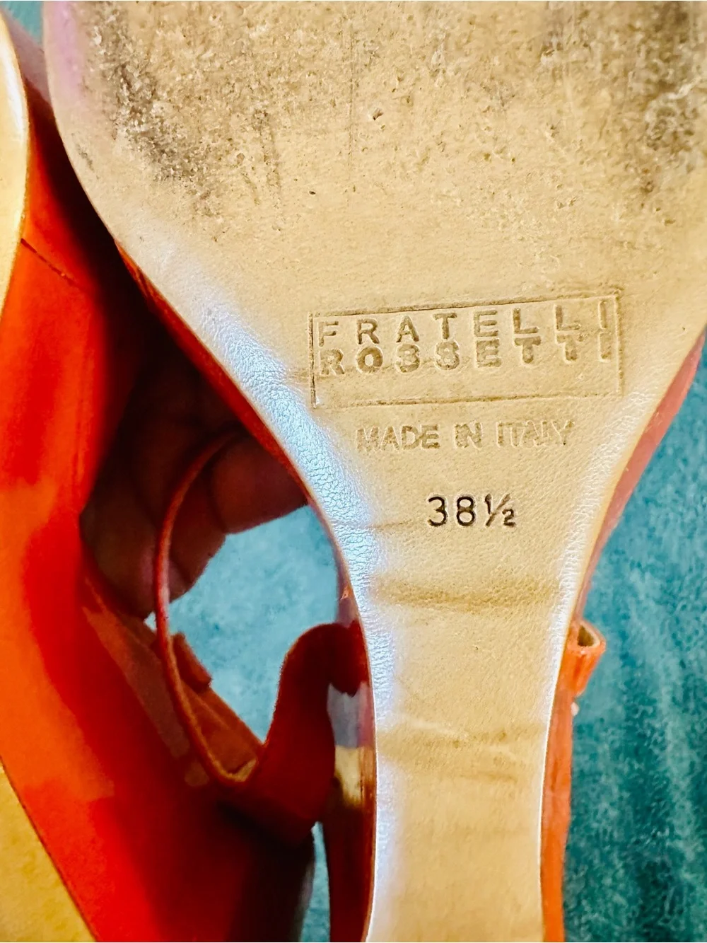 Fratelli Rossetti Orange Patent Leather Wedge Sandals 38.5